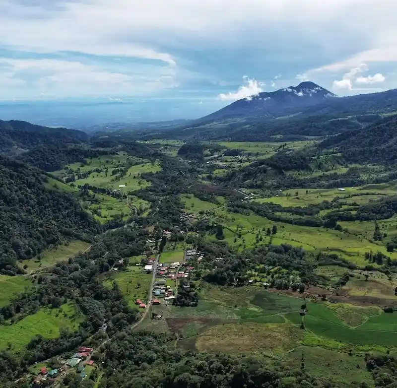 Overview of the Bajos del Toro cloud-forest valley in Valverde Vega, Alajuela, Costa Rica